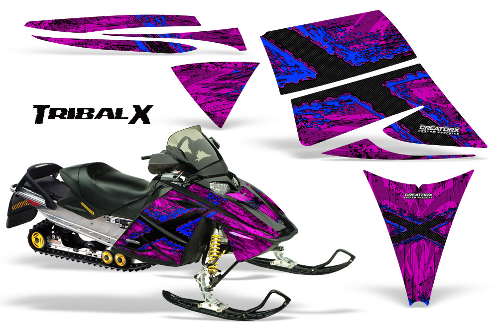 Ski-Doo Rev Graphics Kit TribalX Blue Pink